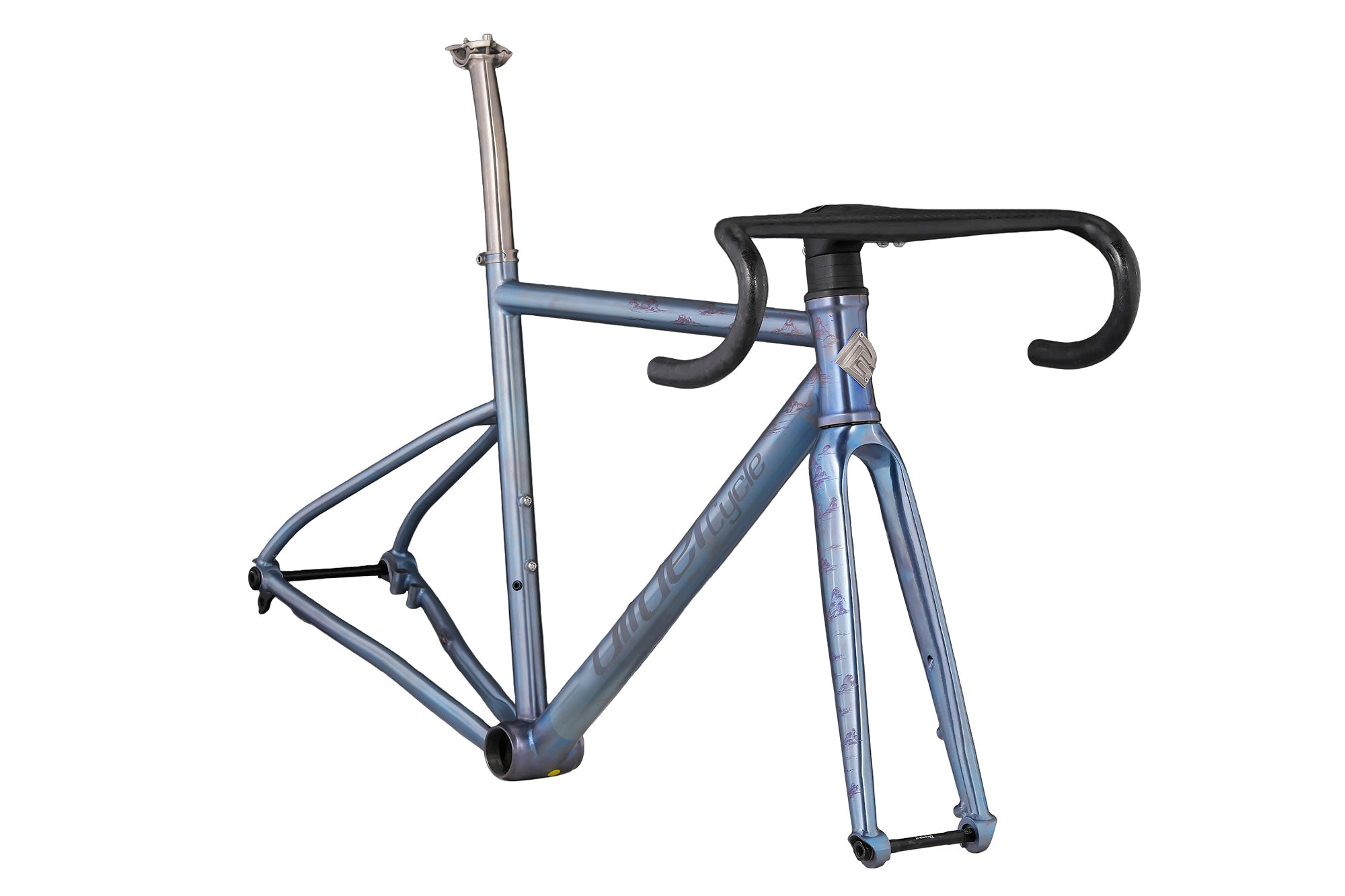 Titanium Road Bike Frame-Landscape Carved Coating