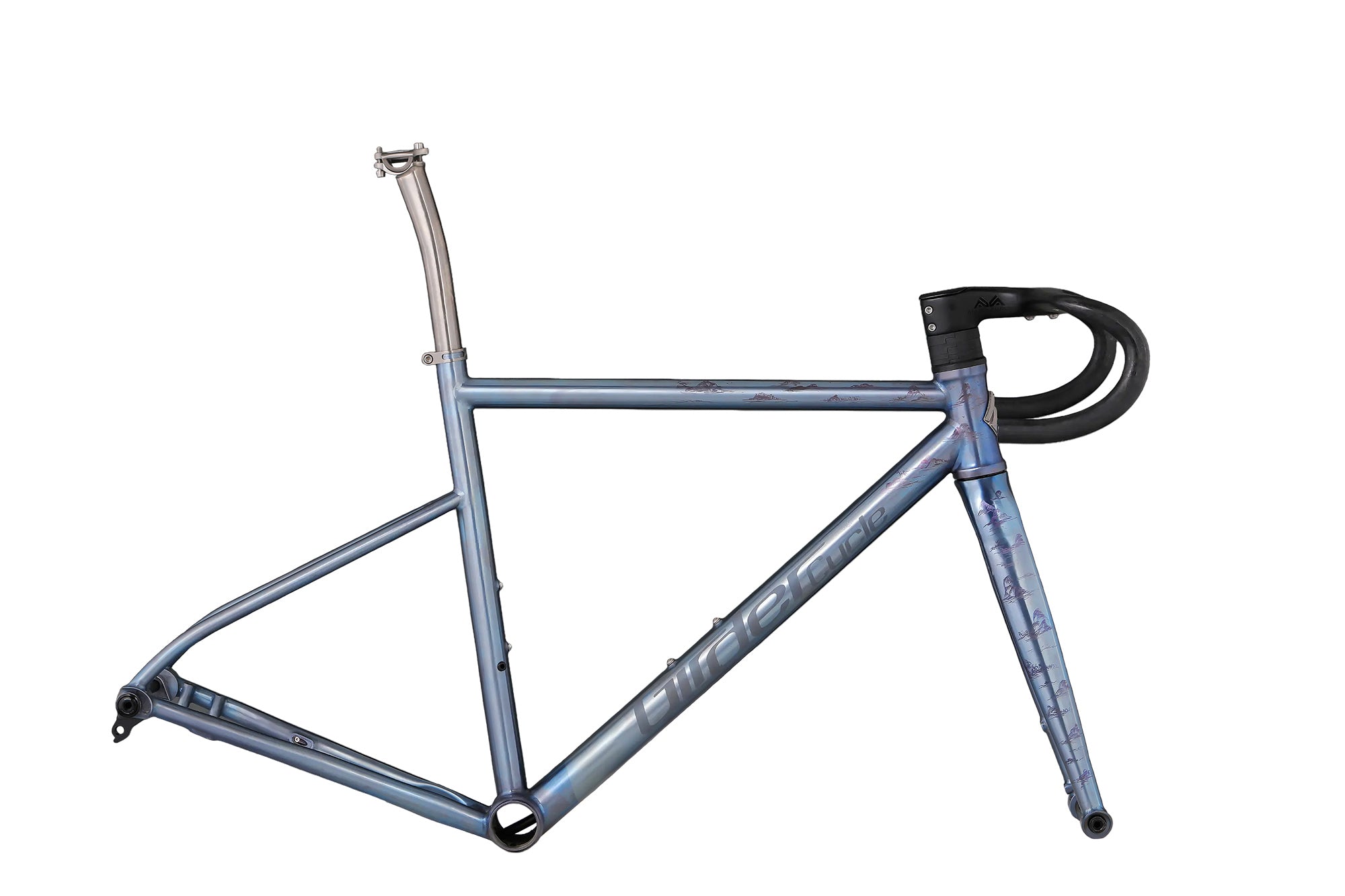 Titanium Road Bike Frame-Landscape Carved Coating